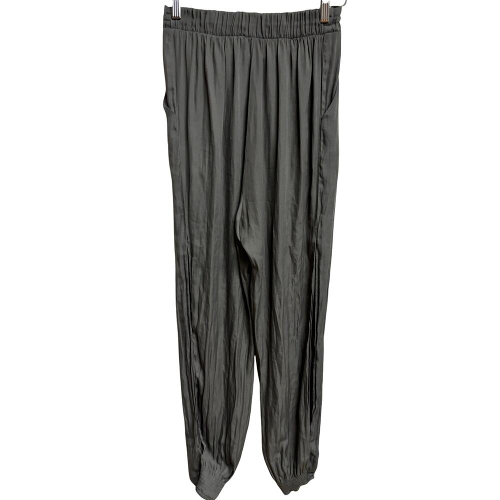 Mustard Seed Gray Satin Jogger Pants Womens Slit Small Boho Lounge Tassel EUC - Picture 6 of 8